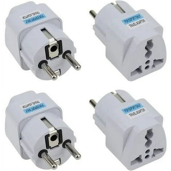 4 Pieces Universal France Travel Plug Adapter Europe Plug Adapter CE Certification International Travel Adapter -White