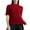 Red, variant on OSOLU Solid Color Women Turtleneck Slim Fit Half Elbow Short 3/4 Sleeve T-Shirt Tight Tops Tee Trendy Dailywear