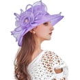 thumbnail image 4 of Fascinator Church Hat Wide Brim Sun Hat for Cocktail Tea Party Wedding, 4 of 5
