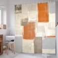 thumbnail image 2 of Orange and Grey Shower Curtain Abstract Painting Modern Shower Curtain for Bathroom Waterproof Polyester Fabric Bathroom Curtain 72 x 72 Inch with 12 Plastic Hooks, 2 of 5