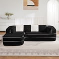 thumbnail image 3 of FFH 106" Sectional Sofa for Living Room, Modular Cloud Couch with L-Shape Chaise, Teddy Boneless Sofa (Black, Left Chaise), 3 of 13