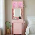 thumbnail image 3 of Ktaxon Makeup Vanity Table for Small Spaces, Vanity Table Set with Charging Station and Sliding Mirror, Bedroom Makeup Table, Pink, 3 of 11