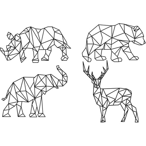 1 Sheet Geometric Rhinoceros Wall Sticker Bear Stickers Modern Elephant Home Decor Deer Geometry Animal Series Decals 3D Vinyl Wall Art Poster Sticker Minimalist Decoration