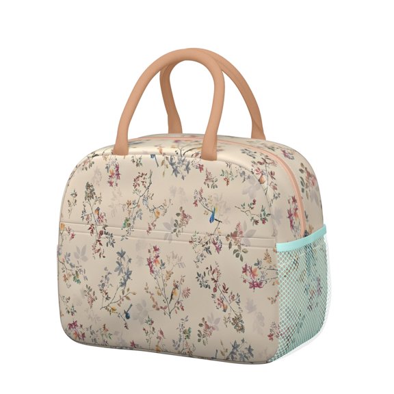 Womens Pioneer Flower Floral Print Pattern Lunch Box for Work,Insulated Lunch Bag for Women,Loncheras Para Mujer,Leakproof Adult Lunch Bag for Work,Beach,Travel,Picnic,Camping