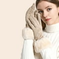 thumbnail image 6 of UTSJKR Winter Warm Gloves Faux Fur Sherpa Lined Gloves for Women - Fashion Soft Windproof Plush Gloves for Cold Weather Beige, 6 of 9