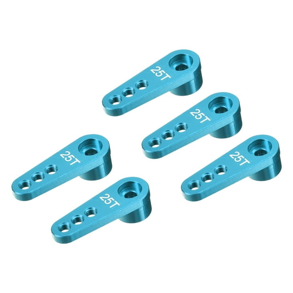 Uxcell 5 Pcs Aluminum Alloy 25T Steering Servo Single Arm Horn Blue for DIY RC Car Boat Airplane Boat Accessories