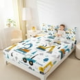 thumbnail image 4 of Manfei Excavator Bulldozer Twin Sheet Sets,Construction Vehicles Twin Fitted Sheet,White Yellow Blue Flat Sheet For Boys Kids,Super Cozy Room Decor,3 Pieces, 4 of 7
