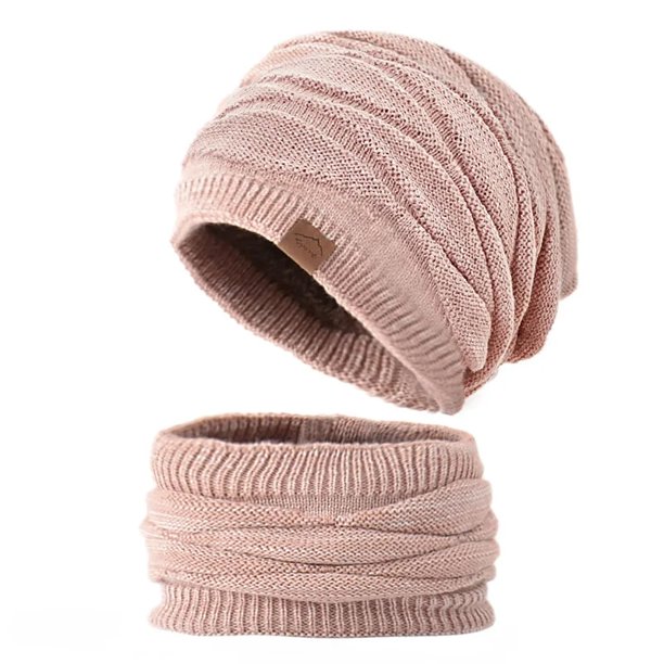 Conjunto de gorros de invierno para mujer, gorro de punto cálido, gorro de Calavera, calentador de cuello, forro de piel gruesa, gorro de invierno, bufanda con máscara