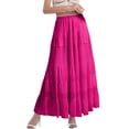 thumbnail image 1 of Falda larga fluida de gasa blanca para mujer: falda boho de verano con cintura elástica y pliegues en línea A, tejido de poliéster, tallas S-XXL, 1 of 4