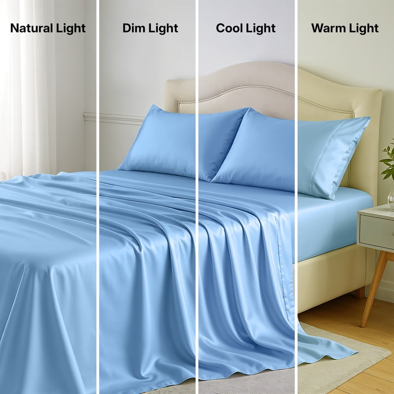 Lux Decor 100% Organic Viscose from Bamboo Sheets Set King Size - 4 Piece Ultra-Soft Luxury Cooling Bed Sheets, 16" Deep Pocket, Breathable & Hypoallergenic - Blue