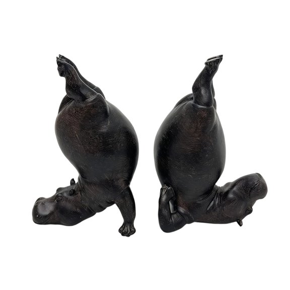 Mosey Hippopotamus Bookends Funny Book Organizers Clumsy Hippo Bookends Heavy Resin Bookend Holders Notebook Stand for Farmhouse Modern Decor Fun for Book