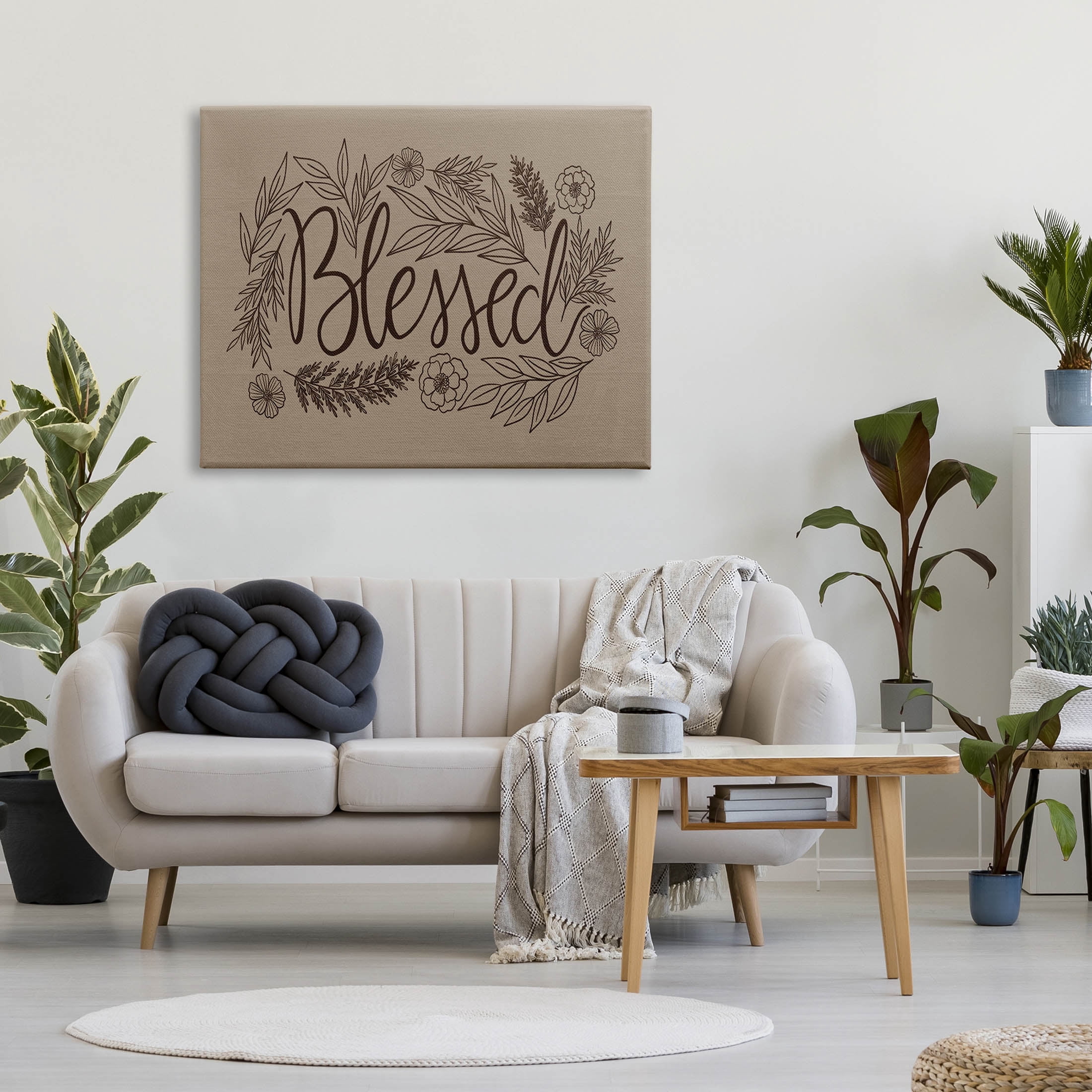 Blessed Flower Botanical Border Botanical & Floral Graphic Art Gallery Wrapped Canvas Print Wall Art