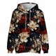thumbnail image 3 of Men's Loose Flowers Printed Hooded Sweatshirt Men's Casual Fashion Sports Sweatshirt4XL, 3 of 4