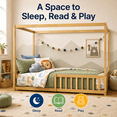 thumbnail image 6 of Miniyam Full Size Canopy FloorBed with Guardrails for Kids and Teens, Natural, 6 of 7
