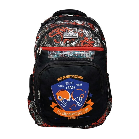 Mochila Escolar Travel Republic TR002-4 Cascos Negro