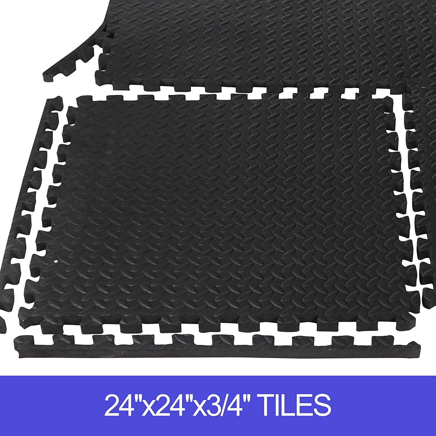 ZENY 24 Tiles Puzzle Exercise Floor Mat EVA Foam Interlocking Tiles 3/4" Thick 96 SQ.FT 48 Borders, Black