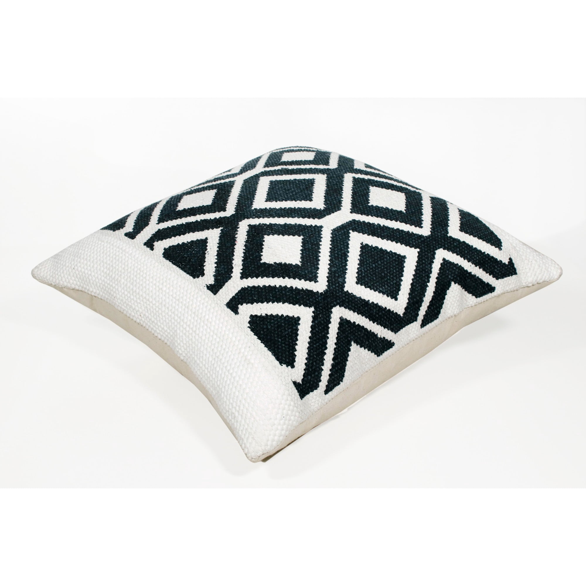 Laddha Home Designs Handwoven Bold Diamond Cotton Throw Pillow Cover - 20" - Black and White