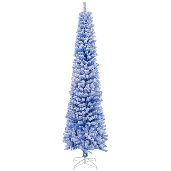 HOMCOM Snow Flocked Pencil Christmas Tree Slim Artificial Christmas Tree