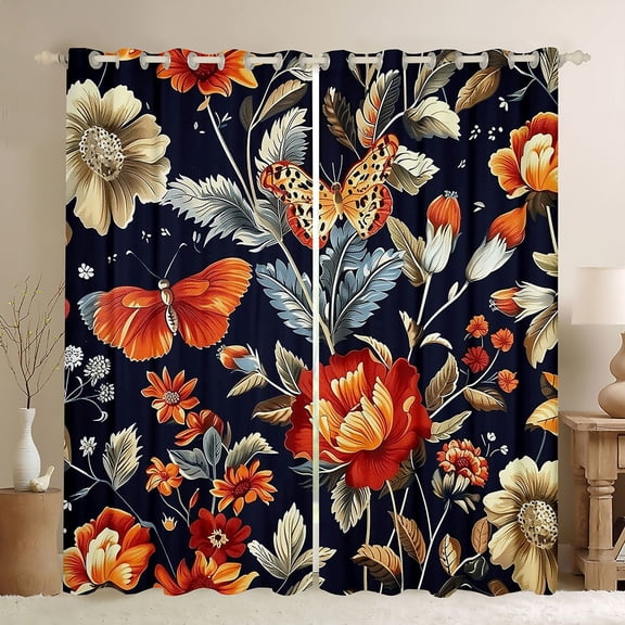 Castle Fairy Chic Floral Black Out Curtains,Vintage Curtains Pack of 2 (42x63 Each)