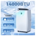 thumbnail image 4 of 14000 BTU Portable Air Conditioner, AC Unit with Cool, Dehumidifier, Fan, 700 Sq Ft, 24H Timer, Window Kit, Remote, 4 of 9