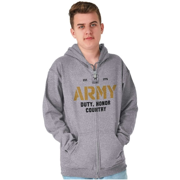 US Army Est 1775 Duty Honor Country Unisex Plus Size Zip Hoodie Brisco Brands 2X