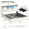 thumbnail image 2 of Mabor California King Bed Frame with Charging Station and LED Light, Farmhouse Platform Storage Beds with Headboard&4 Drawers for Bedroom, White, 2 of 7
