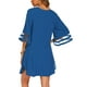 thumbnail image 3 of VISgogo Vestido de playa de gasa de color sólido con cuello en V y manga 3/4 con botones y ajuste holgado para mujer VISgogo  moda, 3 of 5