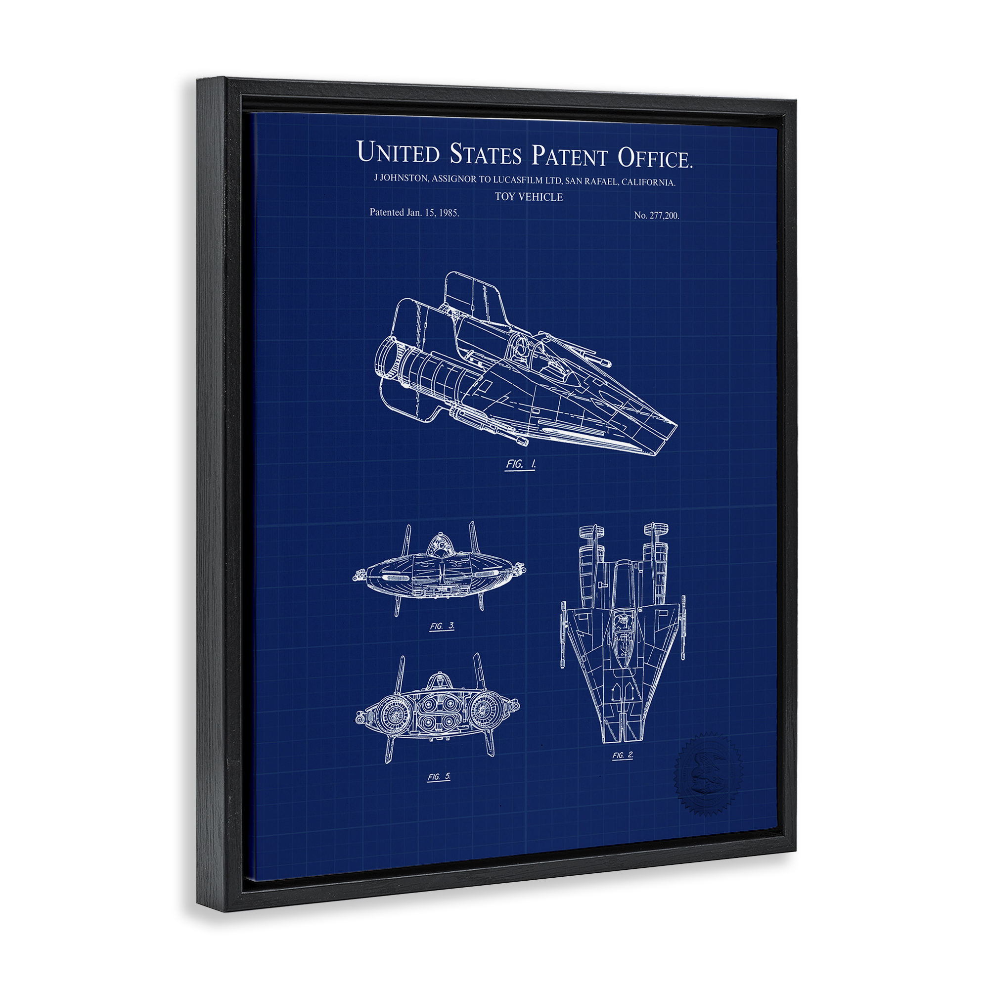 Stupell Industries Toy Vehicle Blueprint Transportation Painting Black Floater Framed Art Print Wall Art, 17 x 21
