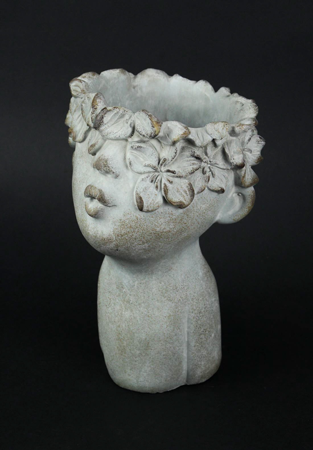 Distinctive Designs Pucker Up Kissing Face Grey Concrete Head Planter 10 inches High