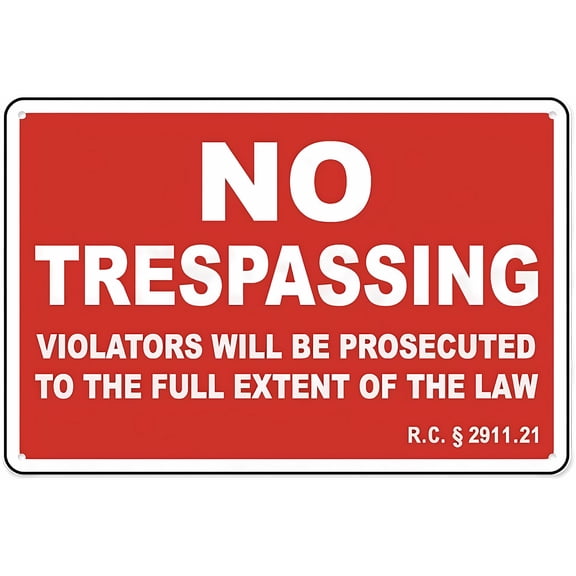 Ohio No Trespassing Violators Will Be Prosecuted Sign - 8"x12" Aluminum Tin Warning Sign for Home Outdoor Garden, Ohio Property, Trespassing Prohibition