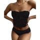 thumbnail image 4 of Conjunto de lencería sexy sin tirantes con encaje cruzado en el pecho para mujer - Ropa interior push up, poliéster, color liso, tallas S-XXL, ropa informal para todas las estaciones, 4 of 7