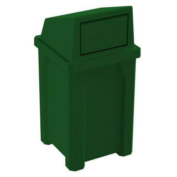 Sturdy Essentials 32 Gallon Square 100% Recycled Plastic Heavy Duty Outdoor Trash Can with Push Lid - Green