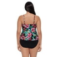 thumbnail image 3 of Trimshaper Women's Ronnie Two Tier Ruffle Plus Floral Tankini Swim Top - Blooming Beauty, 3 of 3