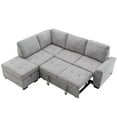 thumbnail image 4 of Velvet Modern Sectional Couch with Pull Out Bed, L Shaped Sleeper Sofa with Storage Ottoman, Hidden Storage Arm and Charging Ports, Pull Out Corner Couch for Living Room, Gray, 4 of 8
