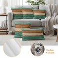 thumbnail image 6 of Farmhouse Teal Brown Outdoor Waterproof Pillow Covers, Vintage Wooden Striped Decorative Square Throw Pillowcase Sofa Cushion Sham for Patio/Couch/Chair, 20"x20" 2 Pack, 6 of 8