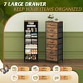 thumbnail image 5 of CZMDZH Tall Dresser for Bedroom, 7 Drawer Dressers & Chests of Drawers, Fabric Dresser for Closet, Night Stand with Metal Frame, Storage Tower with Fabric Bins, Rustic Brown Wood Grain Print, 5 of 18