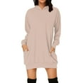 thumbnail image 1 of Ladies Casual Loose Long Sleeved Hooded Solid Color Dress, 1 of 4