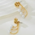 thumbnail image 2 of 2pair Dainty Pearl Ear Cuffs Wrap Earrings  Plated Cross Criss Cartilage Huggie Hoop Stud Earrings Non Piercing Minimalist Jewelry Cute Gifts for Women, 2 of 5