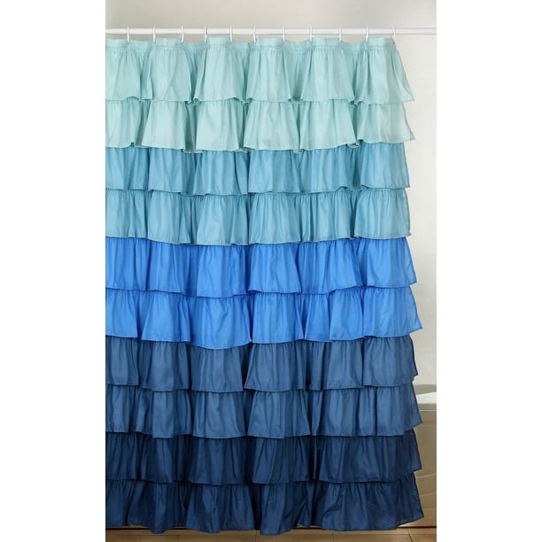 Ruffle Fabric Shower Curtain Color Blue Dark Com Ruffle Fabric Shower Curtain Color Blue, Navy Blue Ruffle Shower Curtain