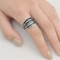 thumbnail image 4 of Grooved Oxidized Brushed Design Ring .925 Sterling Silver Band Jewelry Female Male Unisex Size 7, 4 of 4