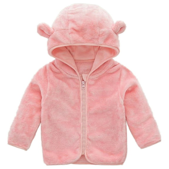 SILVERCELL Toddler Kids Double Sided Fleece Hooded Jacket with Ears Girls Lightweight Warm Coat Zipper Up for 1-7 Years Old