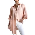 thumbnail image 2 of Ensembles pour Femmes Clairière Manches 3/4 Solides Tops Blouse Col en V Pull-Over Rose XL, 2 of 8