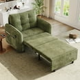 thumbnail image 2 of Muumblus 3-in-1 Convertible Chair Bed, 80" Extra Long Sleeper Lounge Chair with USB & Storage, Pull Out Sofa Bed for Living Room, Apt., Green Chenille, 2 of 9