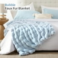 thumbnail image 4 of Faux Fur Throw Blanket for Couch Rabbit Fleece - Light Blue Fluffy Blanket for Sofa Bedroom Living Room, Cozy Soft Plush Luxury Thick Winter Fuzzy Comfy Bubble Blanket - 60" x 80", 4 of 15