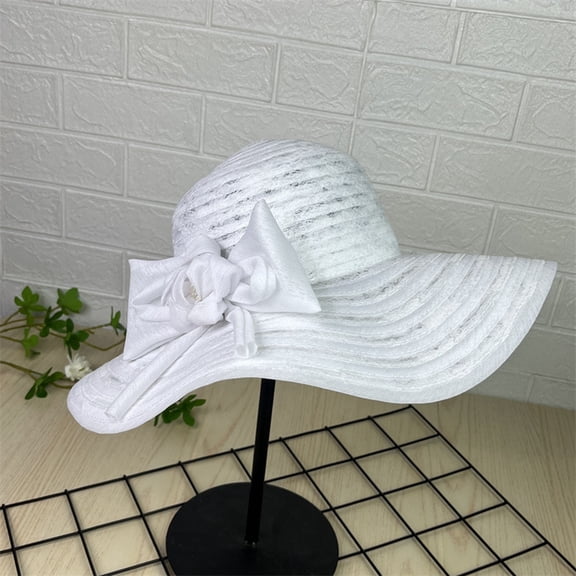 Women's Foldable Wide Brimmed Sun Hat Korean Minimalist Style Bowknot Sunhat Casual Beach Cap Woman Summer Hats Womens Fedora Hats for Summer Hat Bands for Women Outdoor Hat Adapt A Caps Tennis Hat