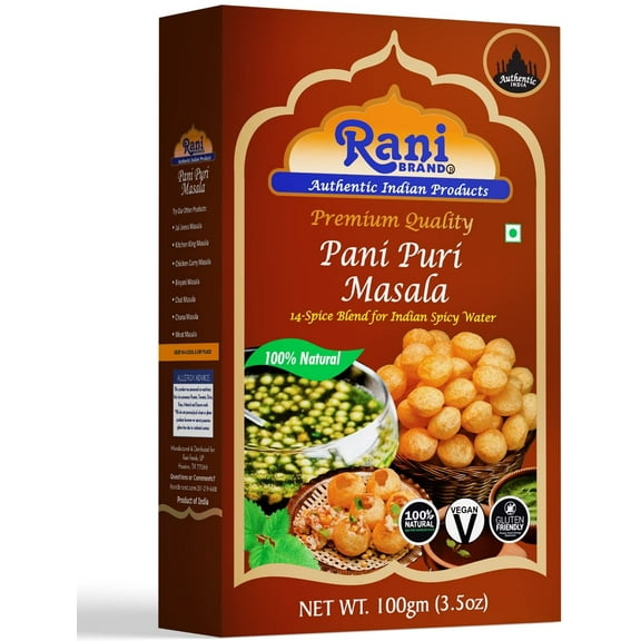 Rani Pani Puri Masala (14-Spice Blend for Indian Spicy Water) 3.5oz (100g) ~ All Natural | Vegan | No Colors | Gluten Friendly | NON-GMO | Indian Origin, gol gappa