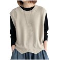 thumbnail image 2 of Chbgutlmr Knitted Tank Tops for Women Sleeveless Crew Neck Irregular Hem Loose Fitted Tee Tops Casual Spring Comfy Tops, 2 of 4