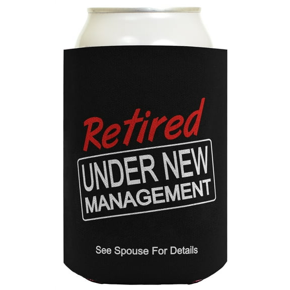 ThisWear Retirement Gift Funny Beer Coolie Under New Management See Spouse Retired Gag Gift 2 Pack Can Coolie Drink Coolers Coolies Black