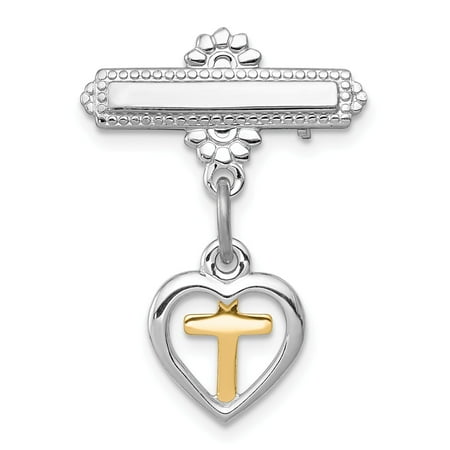 Sterling Silver Rhodium-plated & Vermeil Cross Pin