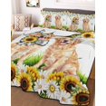 thumbnail image 3 of Quilts Twin Size Bedding Set, Cute Puppy Sunflowers Lightweight Quilted Comforter, Farmhouse Eucalyptus Leaves Soft Reversible Bedspread Coverlet with Pillow Covers for All Season, 68" x 86", 3 of 7